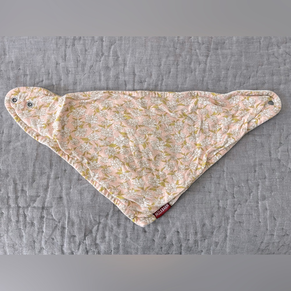 Milkbarn Pink Cream Yellow Bamboo Drool Bib Vintage Floral Triangle Bandana